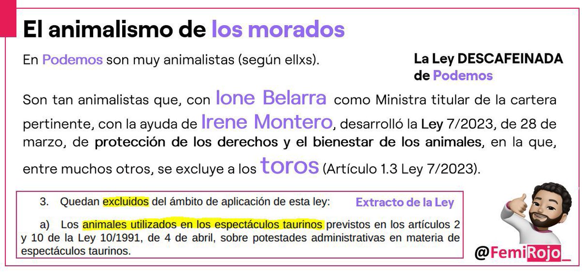 @SXTrece @helenag001 Sixto 321, ¿no te parece increíble que, aún, no hayas mostrado ni el más mínimo ápice de reconocimiento o, al menos, de alegría por la eliminación de un Premio a la Barbarie? Que sí, que vuestra legislación iba en sentido opuesto, pero… no sé, alégrate. Es una buena noticia.