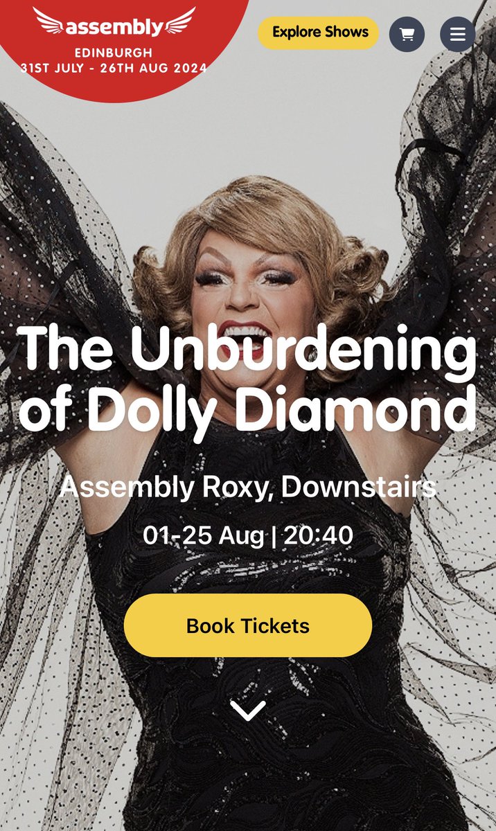 I’m teaming up with @houseofoz_arts @AssemblyFest @edfringe The Unburdening of Dolly Diamond 8.40pm @AssemblyRoxy Therapy, a game the whole family can play. Join Dolly , as she works through decades of problems & personal challenges live on stage. assemblyfestival.com/whats-on/688-t…