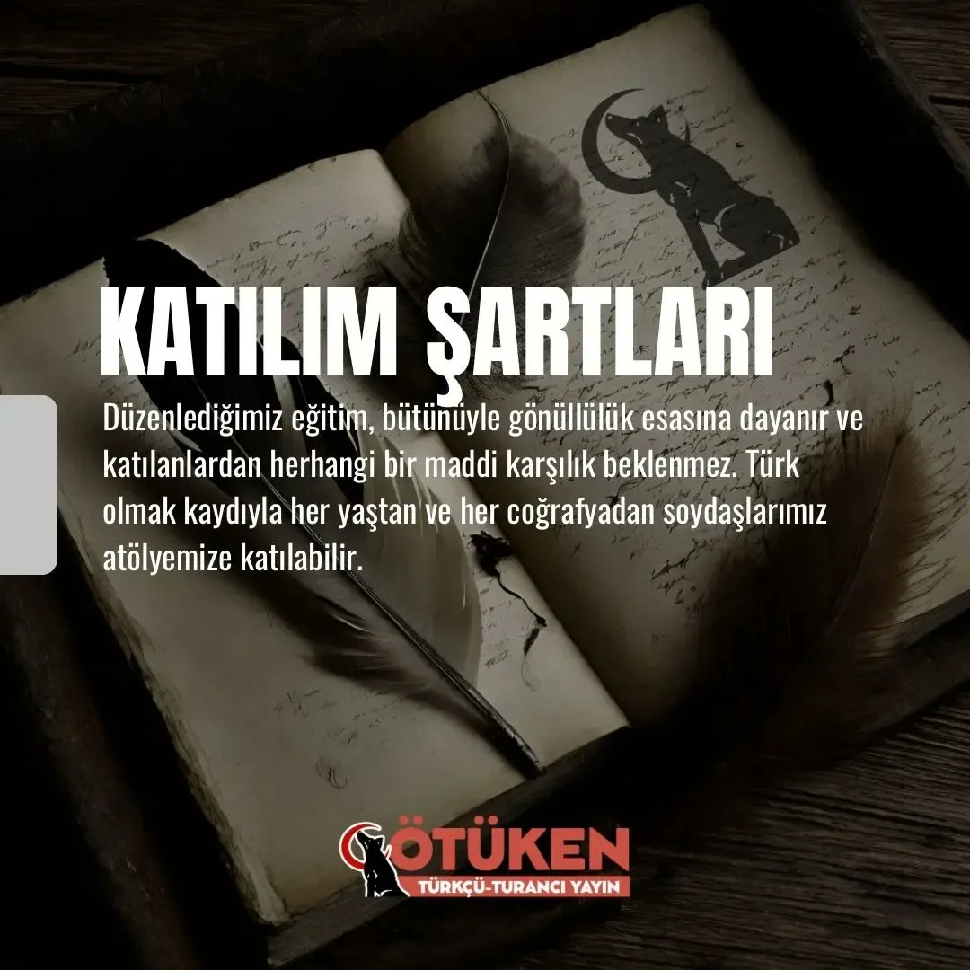 Ötüken Dergisi Edebiyat Topluluğunun düzenlediği 2. Şiir Atölyesi için son başvuru tarihi 31.05.2024'tür. Bu tarihe kadar başvurularınızı yapmanızı rica ederiz. 
#ÖtükenDergisi #ÖtükenOkuyoruz #Şiir #Atölye #Atsız #3Mayıs #Edebiyat #3MayısTürkçülerGünü #Sanat #Türk