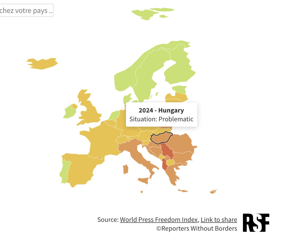 Reporters without Borders: The situation of press freedom in Hungary is 'problematic'.