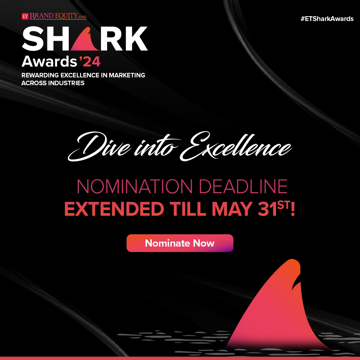 The nomination deadline for #ETSharkAwards has been extended to May 31st!🌟Don't miss out on your chance to shine – submit your entries now and showcase your brilliance!

Link:  bit.ly/4ag0dXQ

#MarketingExcellence #InnovationInMarketing #CreativityUnleashed #Digital