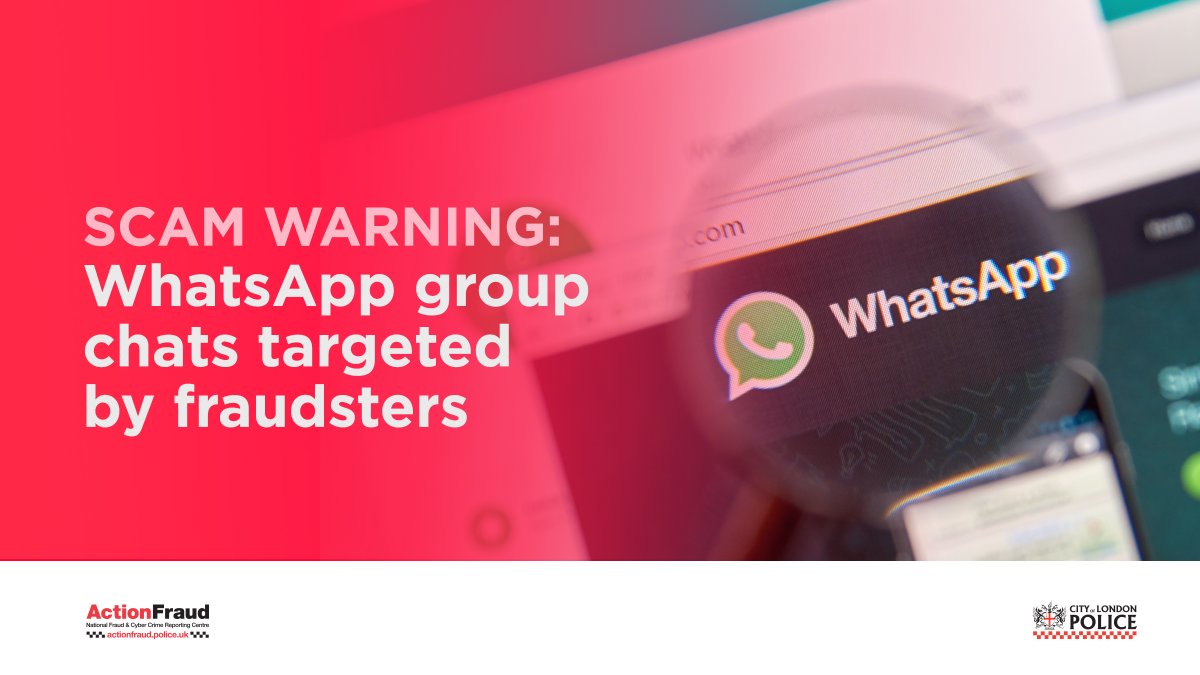 🚨New Action Fraud alert🚨 @actionfrauduk received more than 630 reports from victims of fraudsters targeting WhatsApp group chats this year. Find out more ➡️ actionfraud.police.uk/news/whatsapp-…