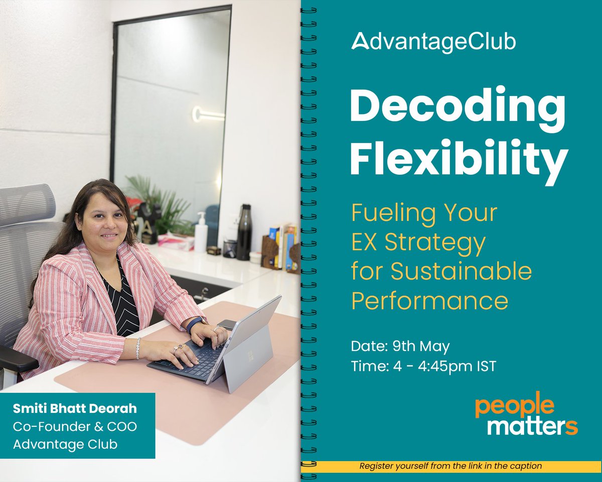 Get ready for an insightful LinkedIn Live session with our Co-Founder & COO, @SmitiBhatt. Save the date to unravel the secrets of 'Decoding Flexibility: Fueling Your EX Strategy for Sustainable Performance' hosted by @PeopleMatters2. Register: linkedin.com/events/decodin… #TechHRIn