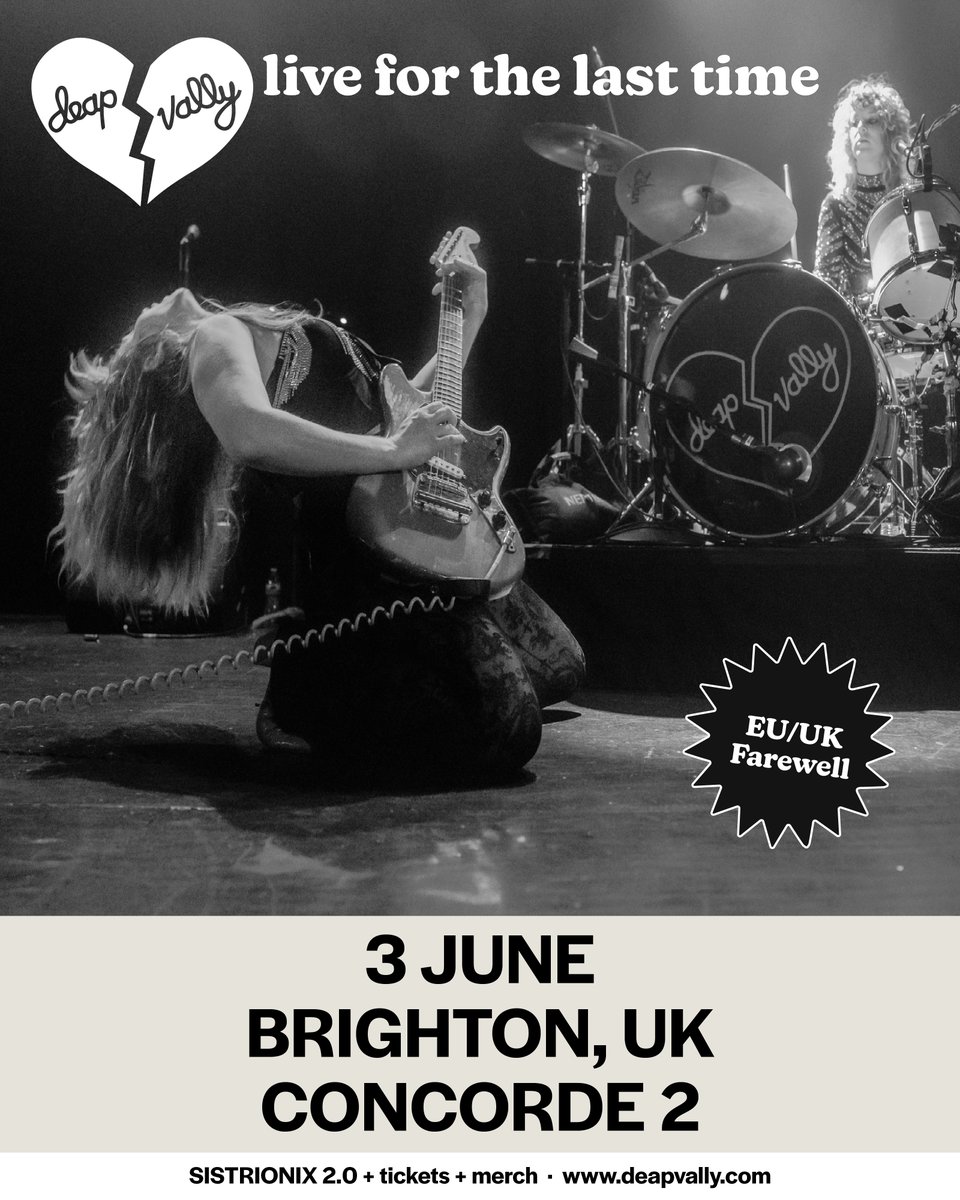💔💔 Selling Fast 💔💔 Sadly @DeapVally have announced that they are calling it a day, but the good news is that they will be playing a farewell show here at Concorde2 in June. Grab your tickets from concorde2.co.uk