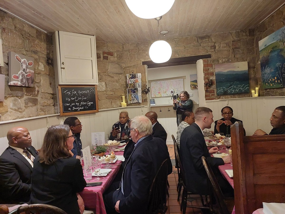 A delicious meal last night at the Eating House in the village of Calver with His Majesty King Letsie III and delegation. A lovely spot in England's Peak District. I really enjoyed the newly created King Letsie III Quiche we had alongside the Coronation Quiche.