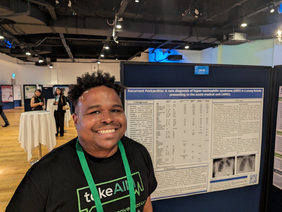 🦕 Before this case 🫀🔥🙀, I never heard about Hypereosinophilic syndrome (#HES) 🦓🦄 and didn't know that one cause could be #idiopathic. 🧐📚 I hope 🙏🏻 no-one 👀 asks many challenging questions at #SAMBelfast. ❓🚫 (No eosinophils were hurt in the making of this poster).