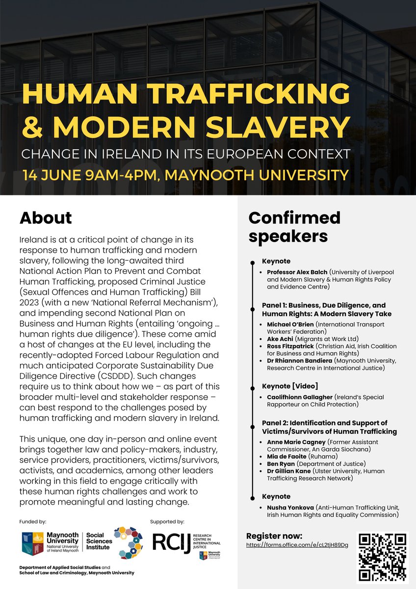 Join us at @MaynoothUni for this in-person & online event on the 14 June which brings together law & policy-makers, industry, service providers, practitioners, victims/survivors, activists & academics. Register here: forms.office.com/e/cL2tjH89Dg