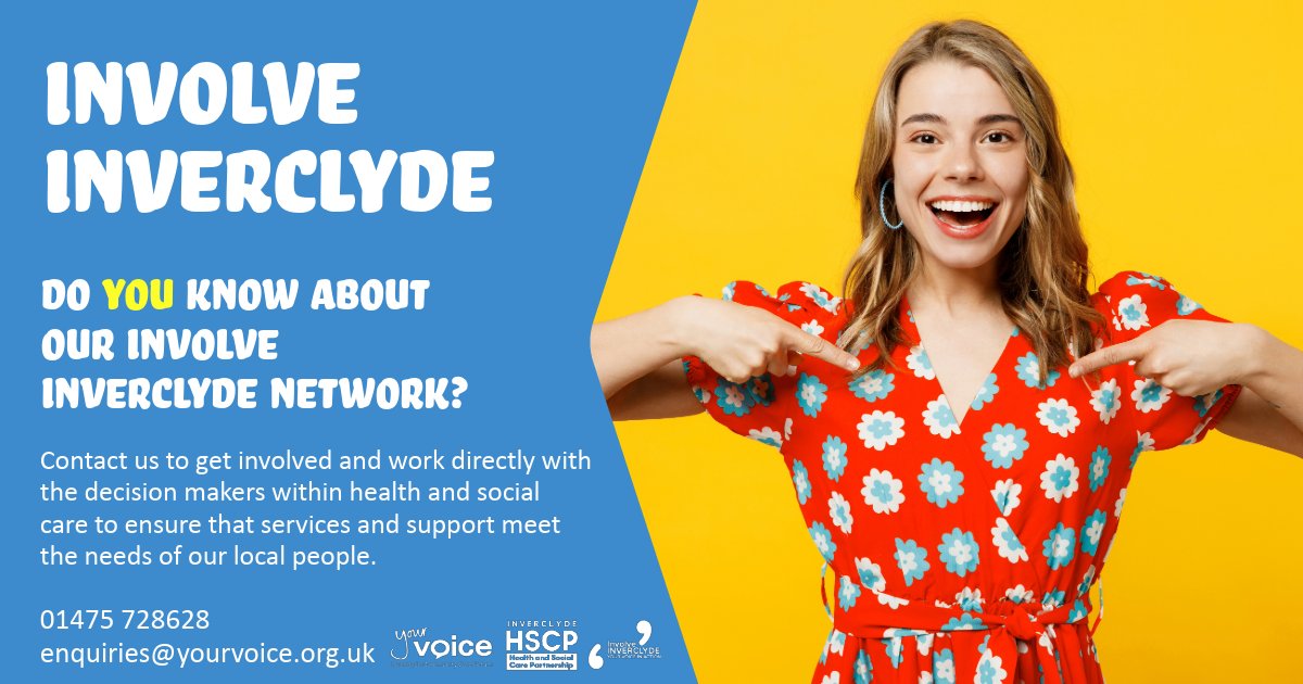 Do you know about our Involve Inverclyde Network? We meet regularly to discuss local health and social care issues. We want to hear from you! Get in touch today by emailing enquiries@yourvoice.org.uk Find out more: yourvoice.org.uk/involve-inverc… #inverclyde