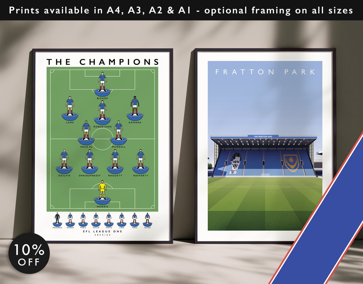 Portsmouth FC The Champions & Fratton Park

Prints available in A4, A3, A2 & A1 with optional framing  

Get 10% off until midnight with the discount code 
PLAY-UP-POMPEY 

Shop now: matthewjiwood.com/subbuteo-xis/p…

#PFC #Pompey #Portsmouth
@pn_neil_allen @djliamh @WilllNorris…