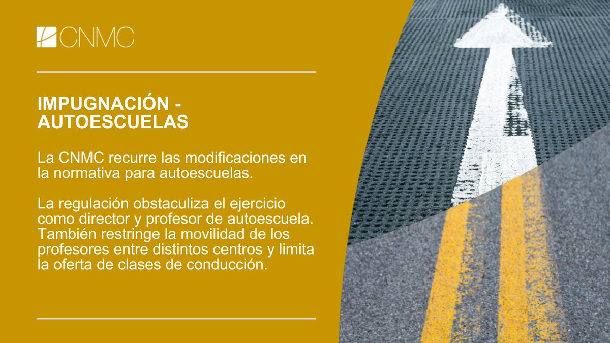 🚘 #Impugnación| La CNMC recurre las modificaciones en la normativa para #autoescuelas 📃 NP: bit.ly/3Ui7IGM