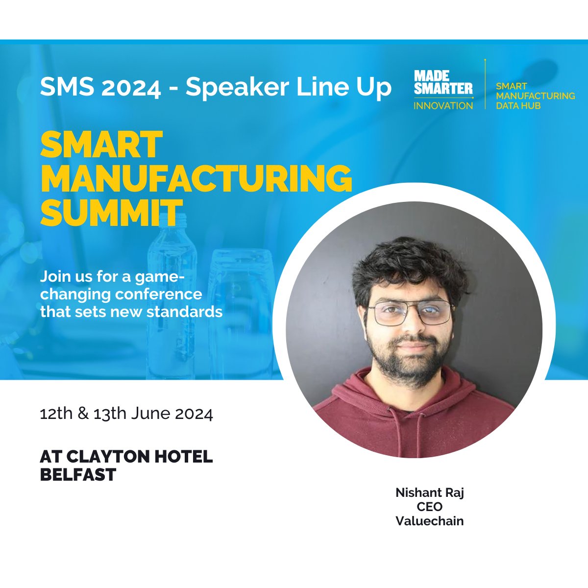 Speaker announcement!!⭐SMS24 Nishant Raj from @Valuechain 

Come along on the 12th and 13th June and hear from Nishant.
Get the Earlybird rate here: eu1.hubs.ly/H08VD370