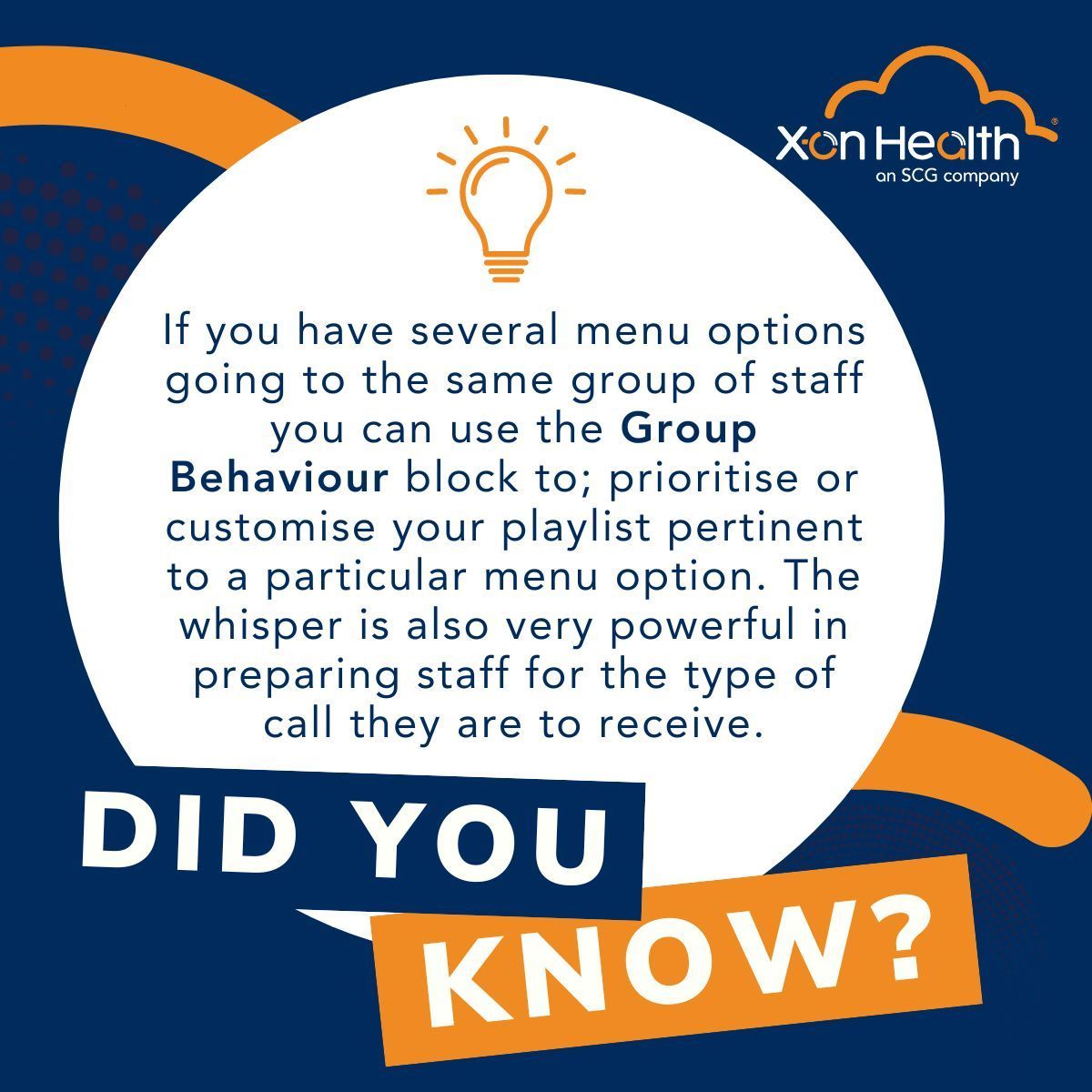 🧐Did you know… If you have several menu options going to the same group of staff you can use the Group Behaviour block to; prioritise or customise your playlist pertinent to a particular menu option. For more #TopTips, take a look at our help centre: buff.ly/3QiVrAW