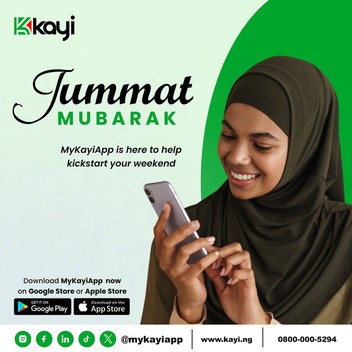 Jummat Mubarak. Download MyKayiApp now on Google Store or Apple Store and witness the evolution of banking.

#MyKayiApp #NowLive #Kayiway #DownloadNow #Bankingwithoutlimits #downloadmykayiapp