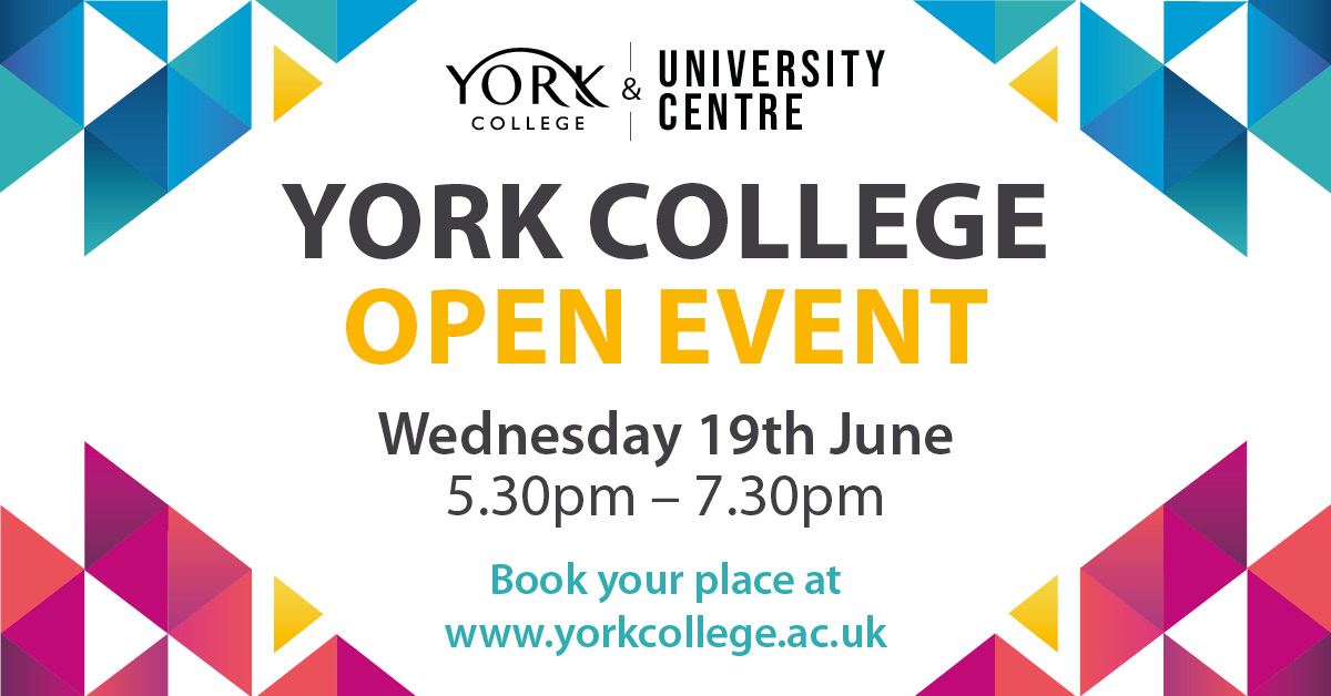 Have you booked onto our next Open Event? Come and learn more about the range of courses we offer which includes; A Levels, T Levels, Vocational, Apprenticeships, Courses for Adults and Degree-Level Study. You can book your place here ⬇️ yorkcollege.ac.uk/events-and-new…