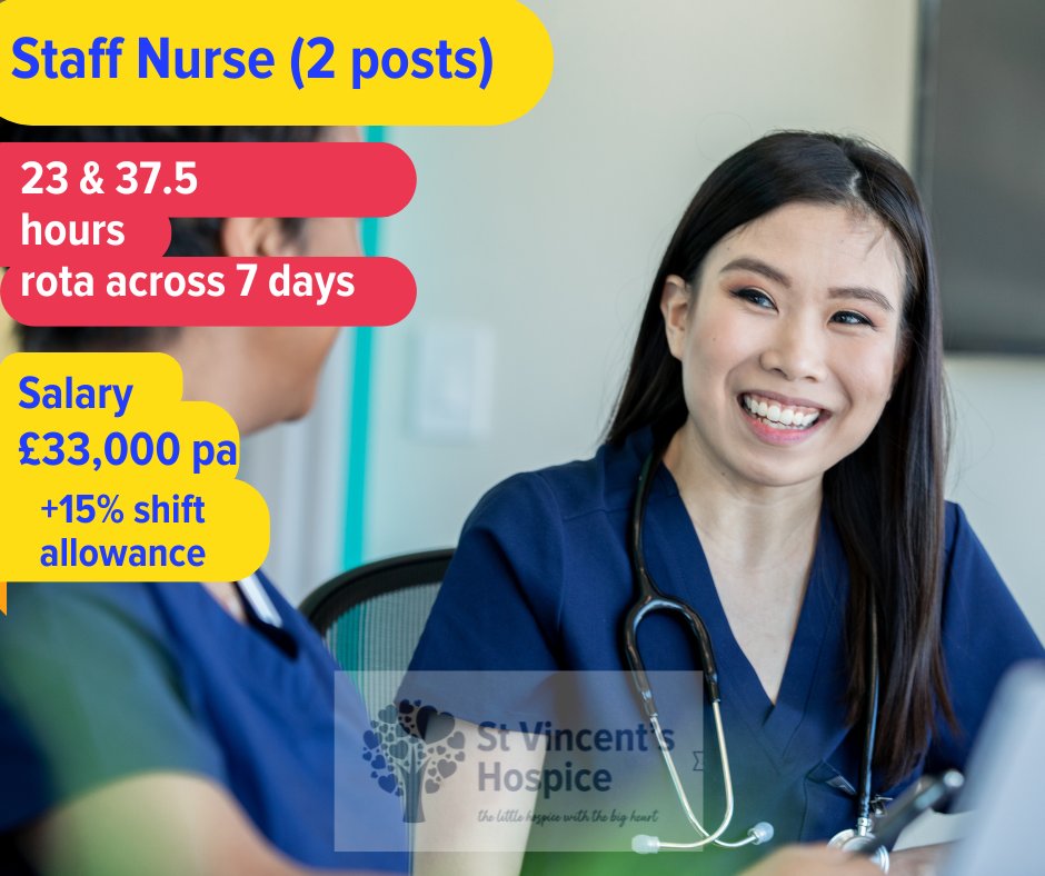 🎉St. Vincent's Hospice (the little hospice with the big heart) is recruiting for additional Staff Nurses to join our In-Patient Unit team.🎉 Visit 👉stvincentshospice.org/vacancies/ #TheLittleHospiceWithTheBigHeart💙 # Hiring #Careers #palliativecare