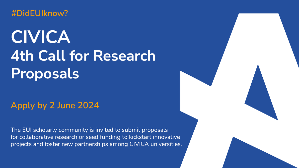 💭 #DidEUIknow that @CIVICA_EU launched its 4th call for research proposals? If you are a researcher or faculty from a CIVICA member university, submit your proposal for new collaborative #research projects or seed funding. ⏰ Deadline: 2 June Apply ➡️ loom.ly/BH-A-Ow