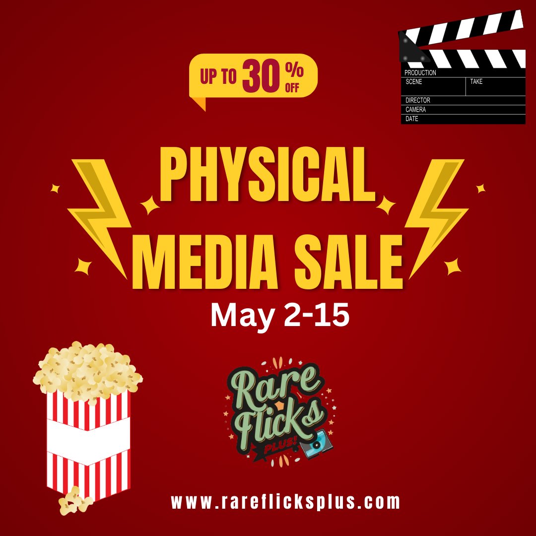 Our Physical Media SALE is now in full swing from May 2nd to 15th! Save 30% on all physical media formats!

rareflicksplus.com
Blog : wix.to/0QUxgaN

#DVD #DVDs #PhysicalMedia #Sale ##DvdStore #VHS #VHSTapes #VideoStore #raredvd #htf #rare #Bluray #Blurays #4k