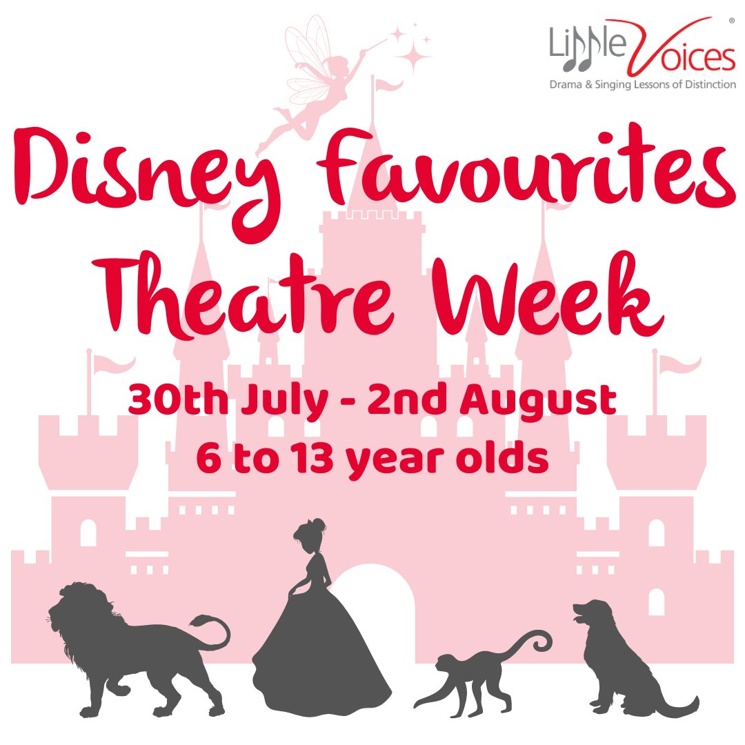 Join us for 4 days full of Disney-themed singing, acting and dancing.

Kesgrave War Memorial Community Centre

Contact Evie for more information
suffolk@littlevoices.org.uk
07362 429298

#littlevoices #childrensactivities #confidence #suffolk #summerholidays #holidays #disney