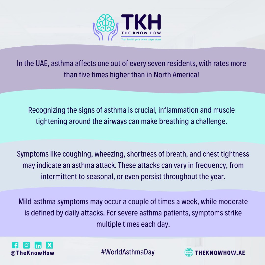 Do you know what it takes to gain control over asthma?

Stay informed and empowered about asthma! Follow us for more insights and support on managing this condition.

theknowhow.ae

Together, we can tackle asthma head-on!

#AsthmaAwareness #Empowerment #WorldAsthmaDay