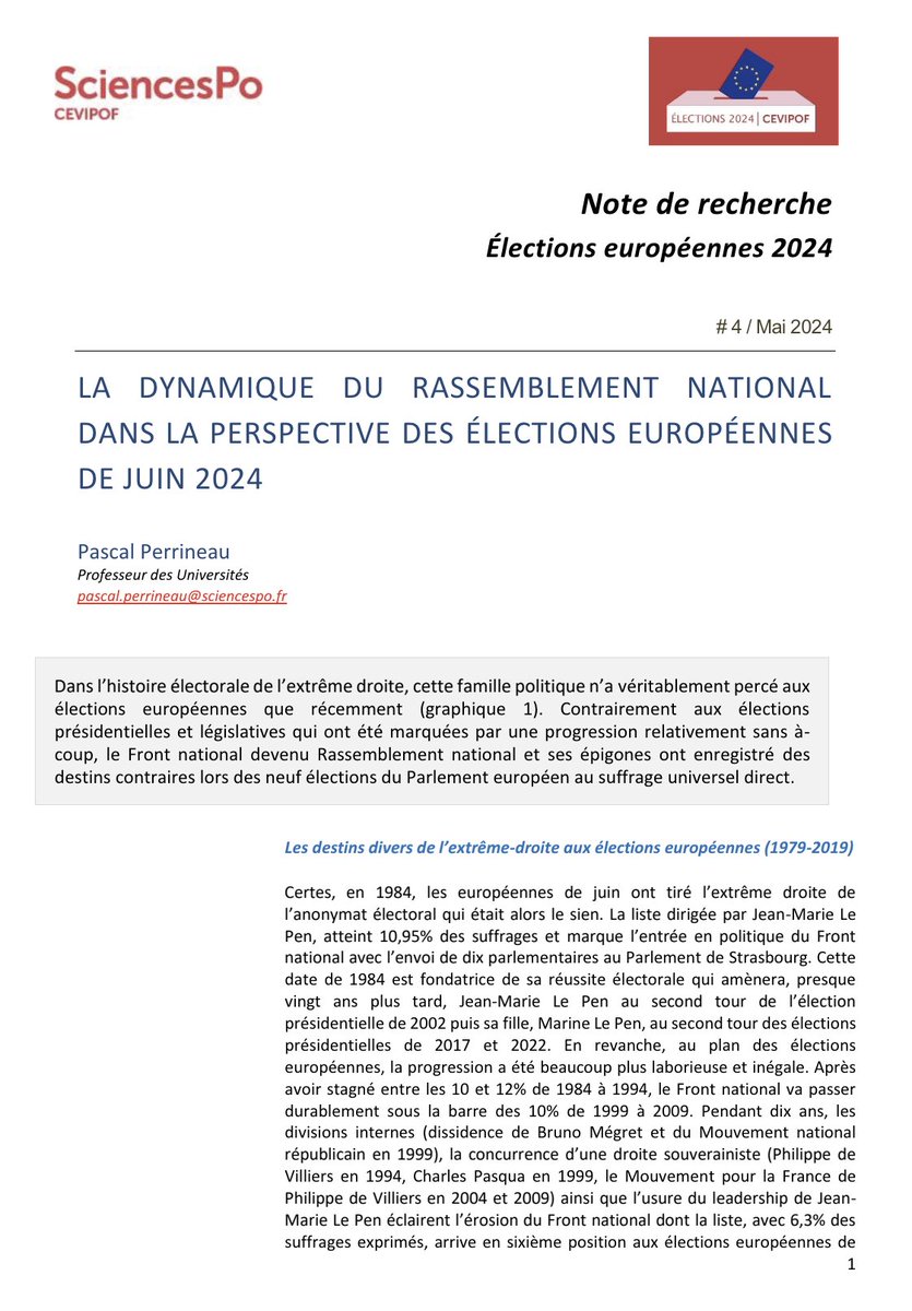 🔍Nouvelle note de recherche @CEVIPOF dédiée #Europeennes2024 « La dynamique du RN dans la perspective des élec. europ. de juin 24 » @pascalperrinea1 y dégage 3 populations d'électeurs RN pour son analyse : les permanents , les conquis et les déçus 👇 tinyurl.com/yc3v6x7u