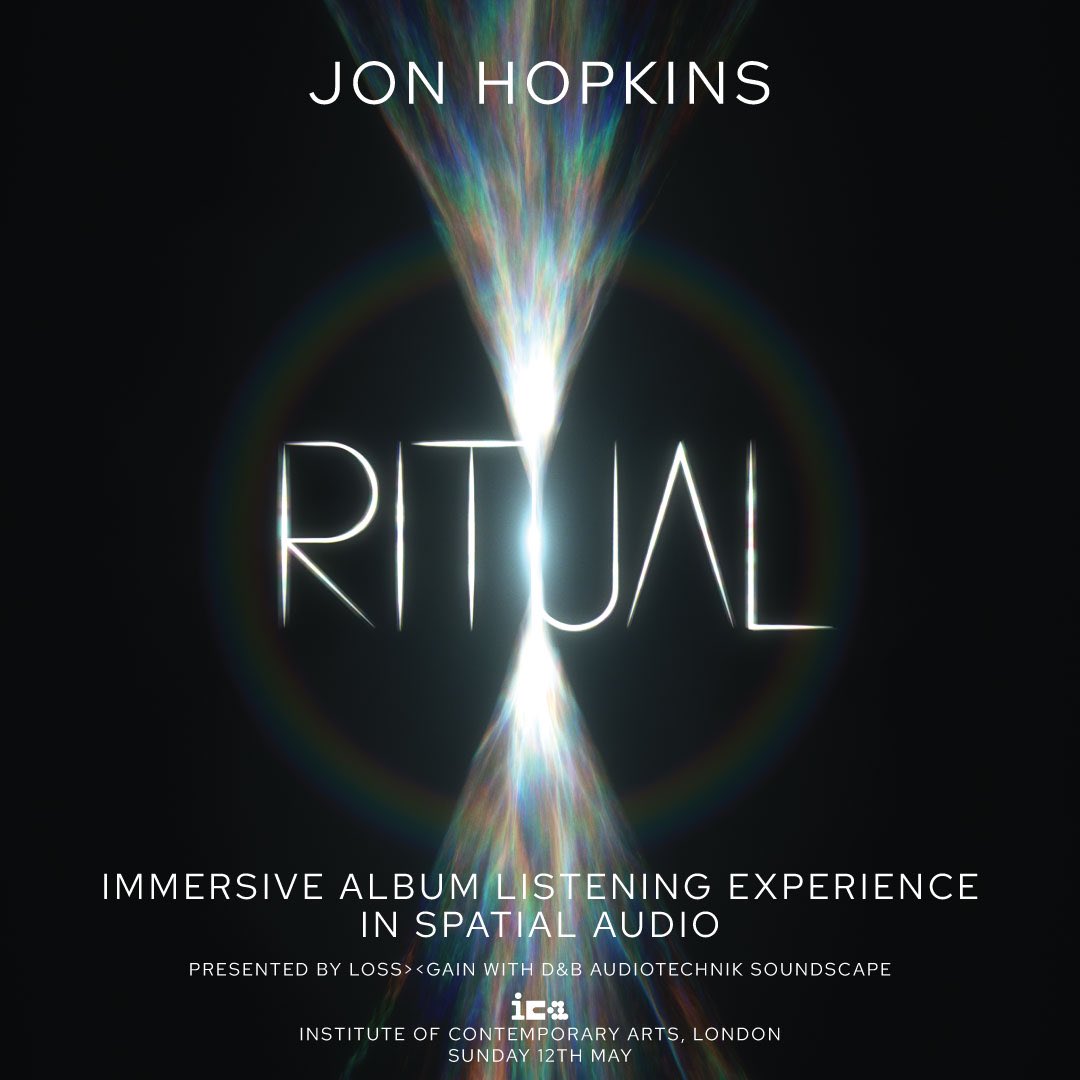 Tickets to the first Listening Experiences of RITUAL are on sale now: jonhopkins.ffm.to/ICAevents You can come and hear the album in spatial audio, presented with d&b Audiotechnik Soundscape, at the @ICALondon on May 12, way ahead of its release.