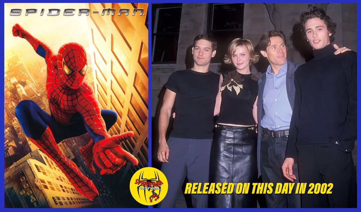 Spider-Man, starring Tobey Maguire, Kirsten Dunst, Willem Dafoe and James Franco was released on this day in 2002. It was the first of three Spidey films directed by Sam Raimi.
#SpiderMan #OnThisDay
