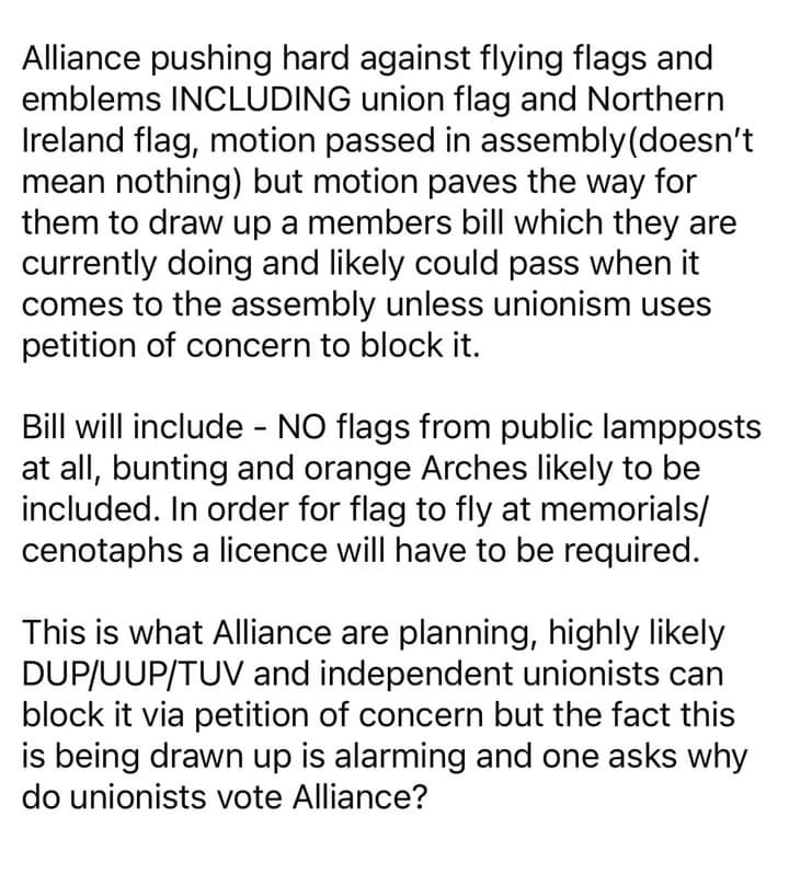 The unionist loyalist community wil not be dictated to by where we can fly the flag of our country!