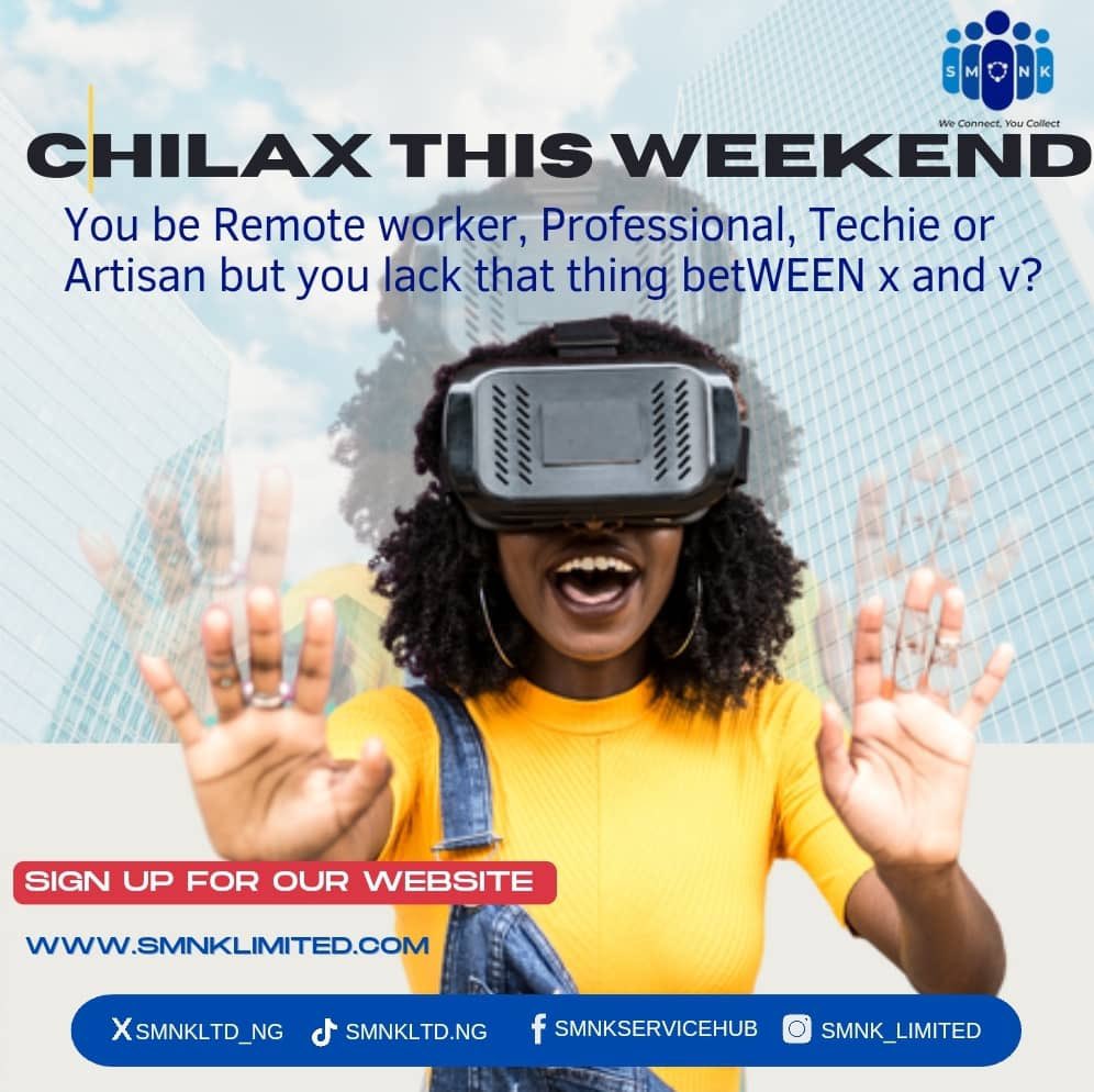 As we approach the weekend, here is to reminding you that you can get the best connection for jobs, opportunities and services only through SMNK. #1USD #Deco #Iwobi #AriseTv @TiwaSavage #Fireboy #DiMaria #DaveUmahi #HappeningNow #Muslim #Bayernleverkusen #SMNK #Theweekend