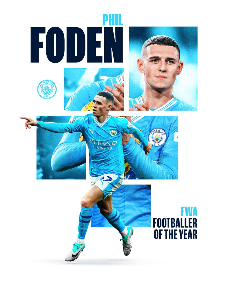 🚨𝗢𝗙𝗙𝗜𝗖𝗜𝗔𝗟: Phil Foden has been voted FWA Men's Footballer of the Year. 🏟️ 48 games ⚽️ 24 goals 🅰️ 10 assists