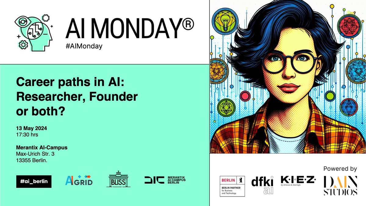 Join us for the next edition of #AIMonday Berlin on May 13 at @aicampusberlin! More information and registration: 👉🏼 ai-monday.de/event/ai-monda…