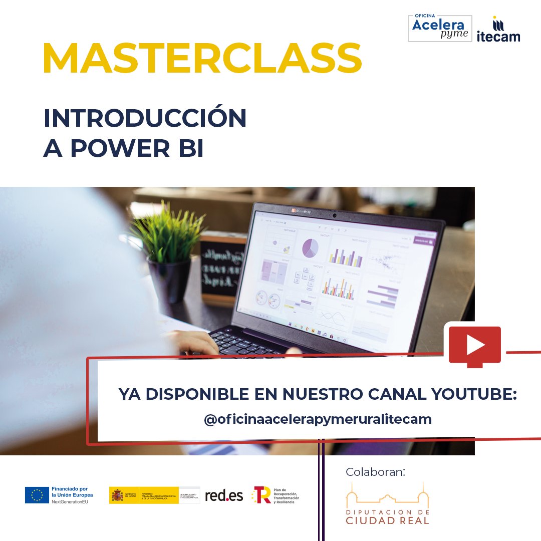 ¿Sabías que #PowerBI puede transformar tu pyme? Nueva #masterclass de la #OAPRural en Ciudad Real de @redpuntoes. Conoce qué es #PowerBI y sus funciones básicas para que puedas navegar su interfaz con facilidad. 🔗 Ver video: cutt.ly/zeq2F4mM #NextGenerationEU