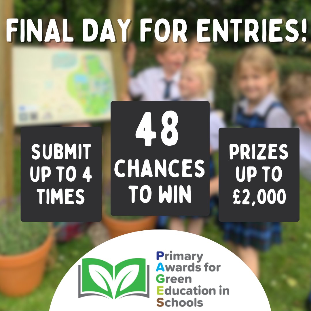 Last day for entries! Open to primary schools UK-wide, PAGES encourages cross-curricular work on environmental issues and aligns with national curricula. Plus, every entry gets a downloadable certificate! Sign up today: primaryawards4greeneducation.org.uk #PAGES #GreenEducation