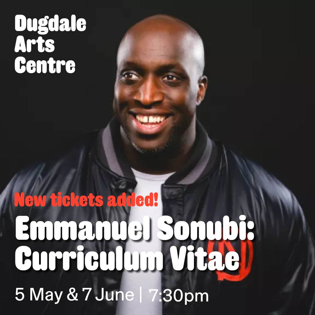 🎉 Second chance alert! Due to crazy demand, NEW tickets just released for Emmanuel Sonubi shows on May 5th & June 7th @dugdalearscentre. This is your last shot – snag them before they vanish! 

#emmanuelcomedy #DAC #londoncomedy #enjoyenfield