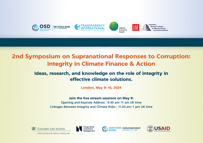 Progress on climate action requires innovative approaches to stop corruption and incentivize integrity. We’re proud to be hosting a symposium on integrity risks in Climate Finance with @WorldBank @GCFintegrity & @anticorruption - livestream session links👇🏾 lse.ac.uk/granthaminstit…