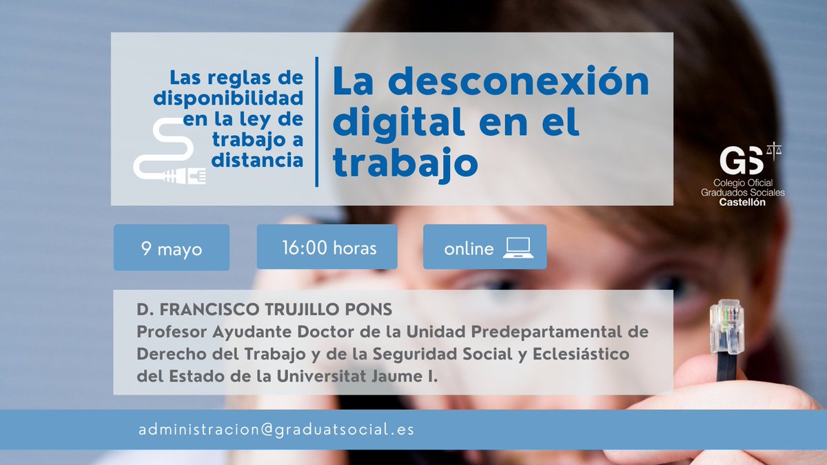 FORMACIÓN | Existen verdaderas dificultades para desconectar del trabajo en un entorno digital siempre activo. Revisamos junto a Francisco Trujillo los límites saludables

📅 9 de mayo
⏰ 16:00 horas
💻 Online
ℹ️ goo.su/lJ1yT

#desconexióndigital #GraduadosSociales