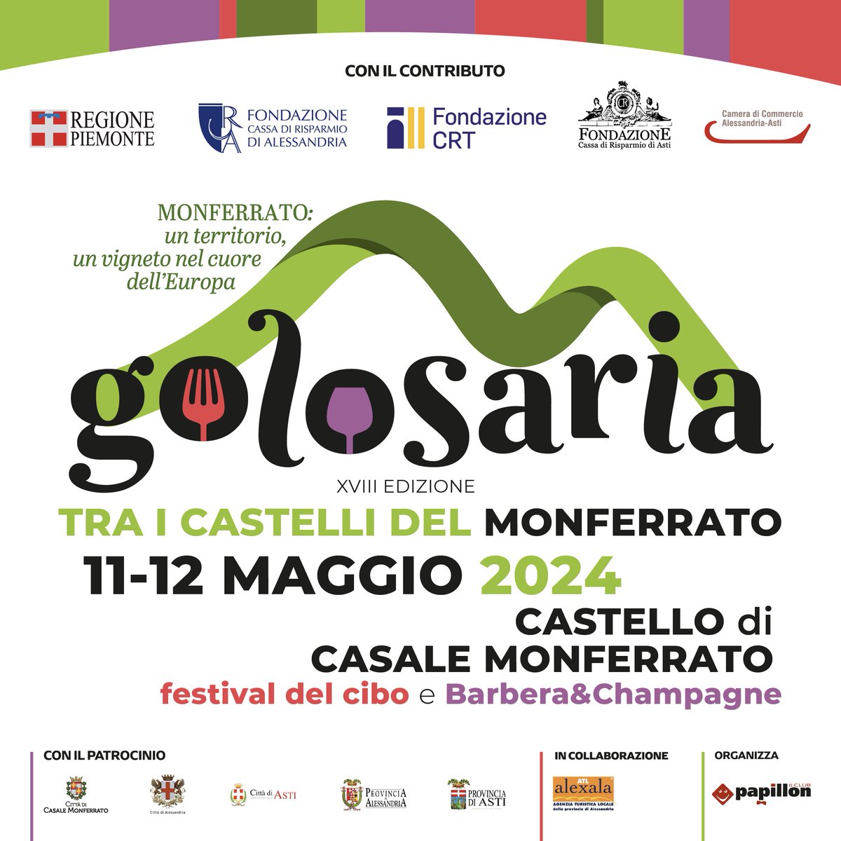 Sono 30 i banchi d'assaggio e 100 le referenze presso l'enoteca di #Golosaria Monferrato nel Castello di Casale Monferrato.
Barbera&Champagne i protagonisti di questa edizione