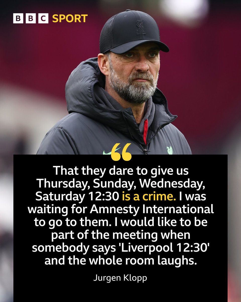 Jurgen Klopp has really gone in on Liverpool's fixture schedule 😬

#BBCFootball