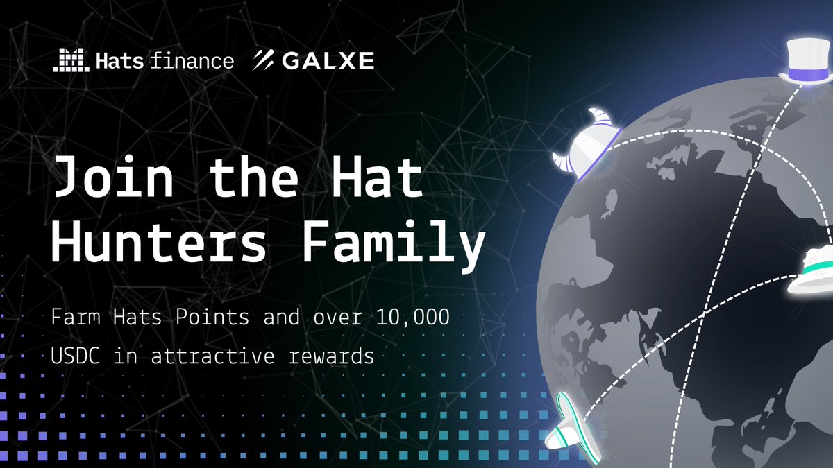 Hat Hunters - hold on to your 🎩 because the initiation programme is about to begin 🫡. Time to earn $HAT points and win from a prize pool of over 10,000 USDC in the most exciting campaign in 🎩 history. Check out the available campaigns below 👇 app.galxe.com/quest/Hatsfina…