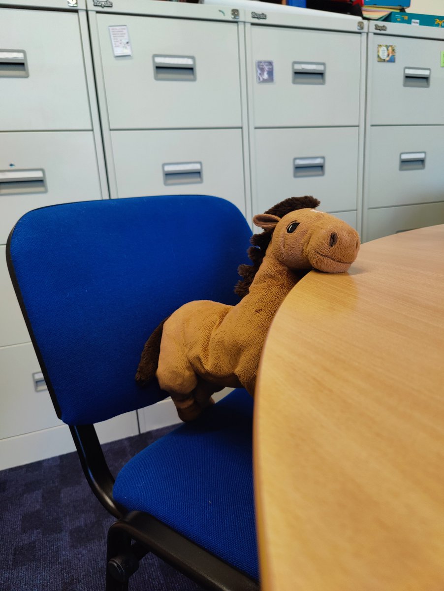 This is Amy! Thank you to Chloe in the Primary for bringing Amy in. She's been keeping Mrs Liney company in her office, helping to write the school's new Quality Improvement Plan.