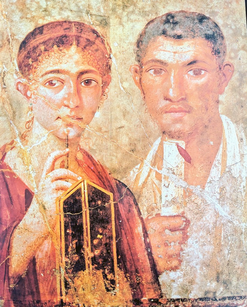 #FrescoFriday this portrait of Terentius Neo and his wife comes from the tablinum in the house in #Pompeii that takes his name (VII-2-6).
#Ancient #Art #Archaeology #History