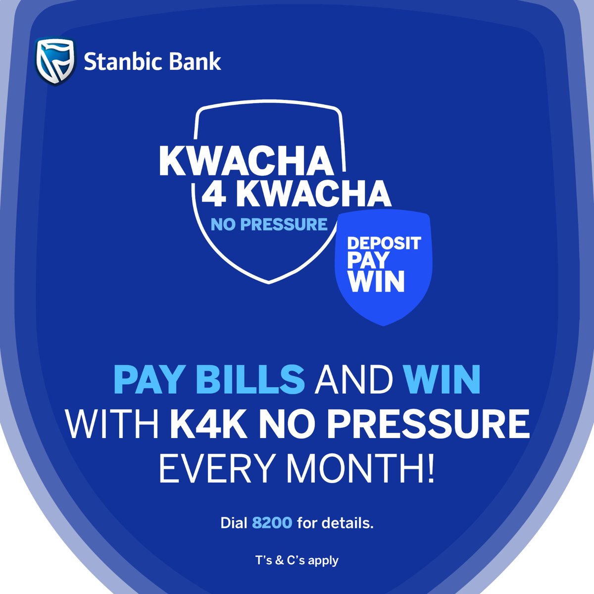 Pay for your utility bills today by dialing *247# and follow the prompts and you could win some cool Kwacha-for-Kwacha No Pressure monthly prizes. Promotion ends on 31st March, 2025. Ts and Cs apply. #WinWithStanbic #K4KNoPressure