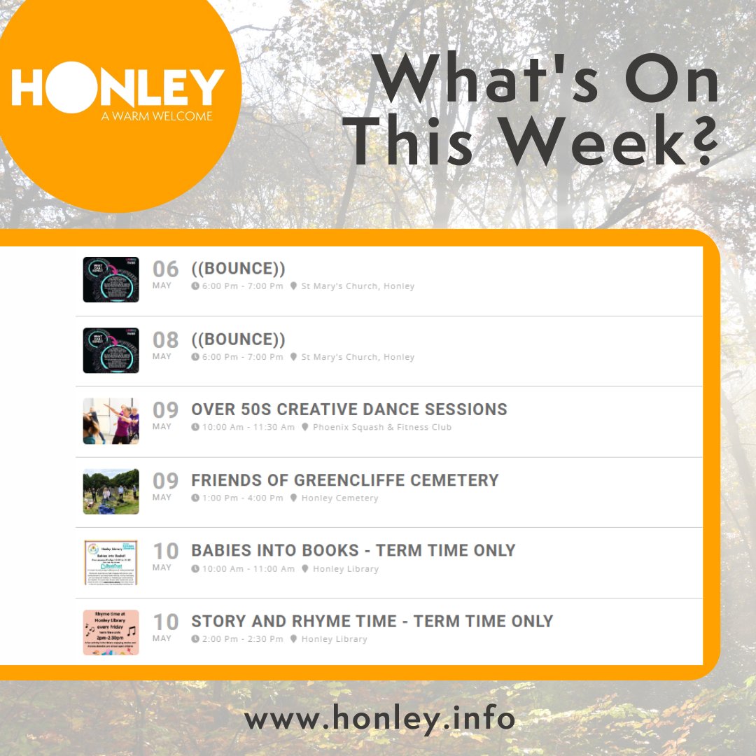 Check out 'What's Happening Around Honley' this week with our 'What's On' page - There's something for everyone! Also, if have an event (in Honley) that you'd like to publicise, you can also do that at the link below... honley.info/whats-on #Honley #KeepItLocal #Events