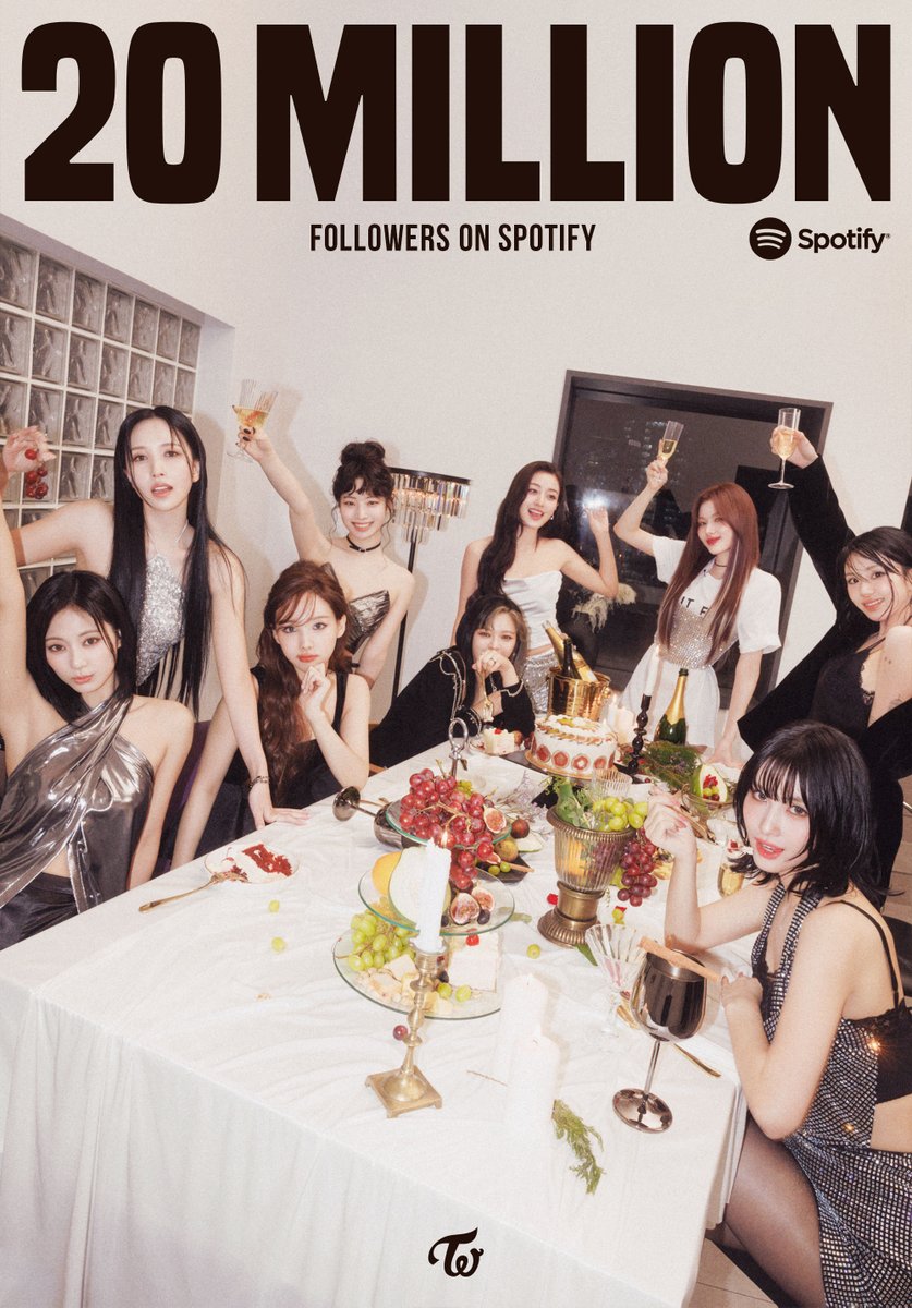 ✨20 Million Followers on @Spotify✨ We're beyond grateful to achieve this milestone with you, ONCE! Thank you for the incredible love and support💖 Let's keep the music vibes going strong together! 🎶 #TWICE #트와이스 #Spotify #20MILLION