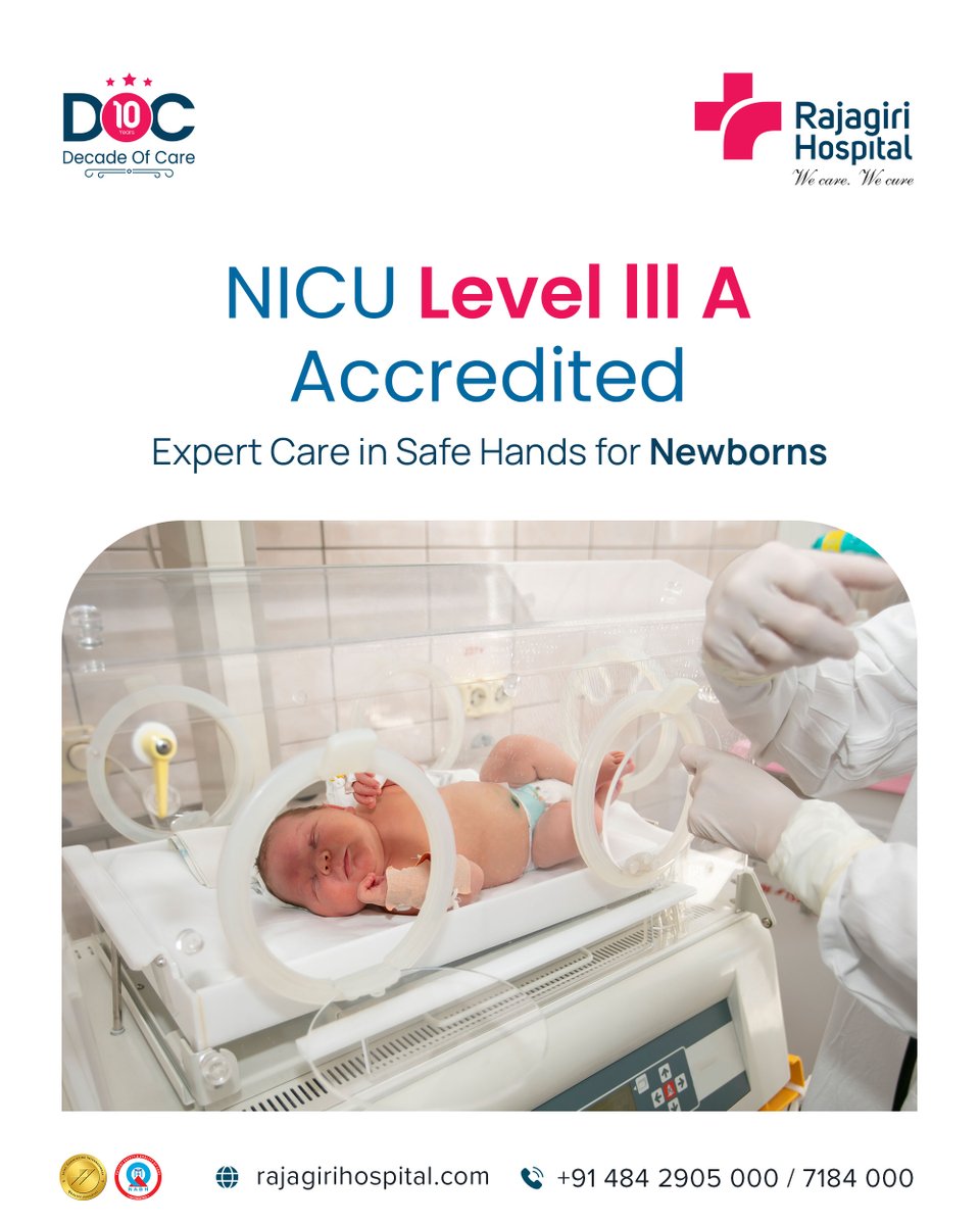 Thrilled to announce that our esteemed hospital has achieved NICU Level III A accreditation! This prestigious recognition underscores our commitment to providing top-tier care for our tiniest patients. 
#RajagiriHospital #rajagiri #NICU #level3nicu #pediatriccare #healthcare