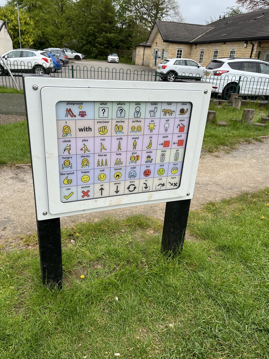 Our first communication board at Deepdale playground Boston Spa #inclusiveplay ⁦<a href="/kevin_ritchie1/">Kevin Ritchie</a>⁩ ⁦@LeedsAutism⁩ ⁦<a href="/Comm_Matters/">Communication Matters</a>⁩