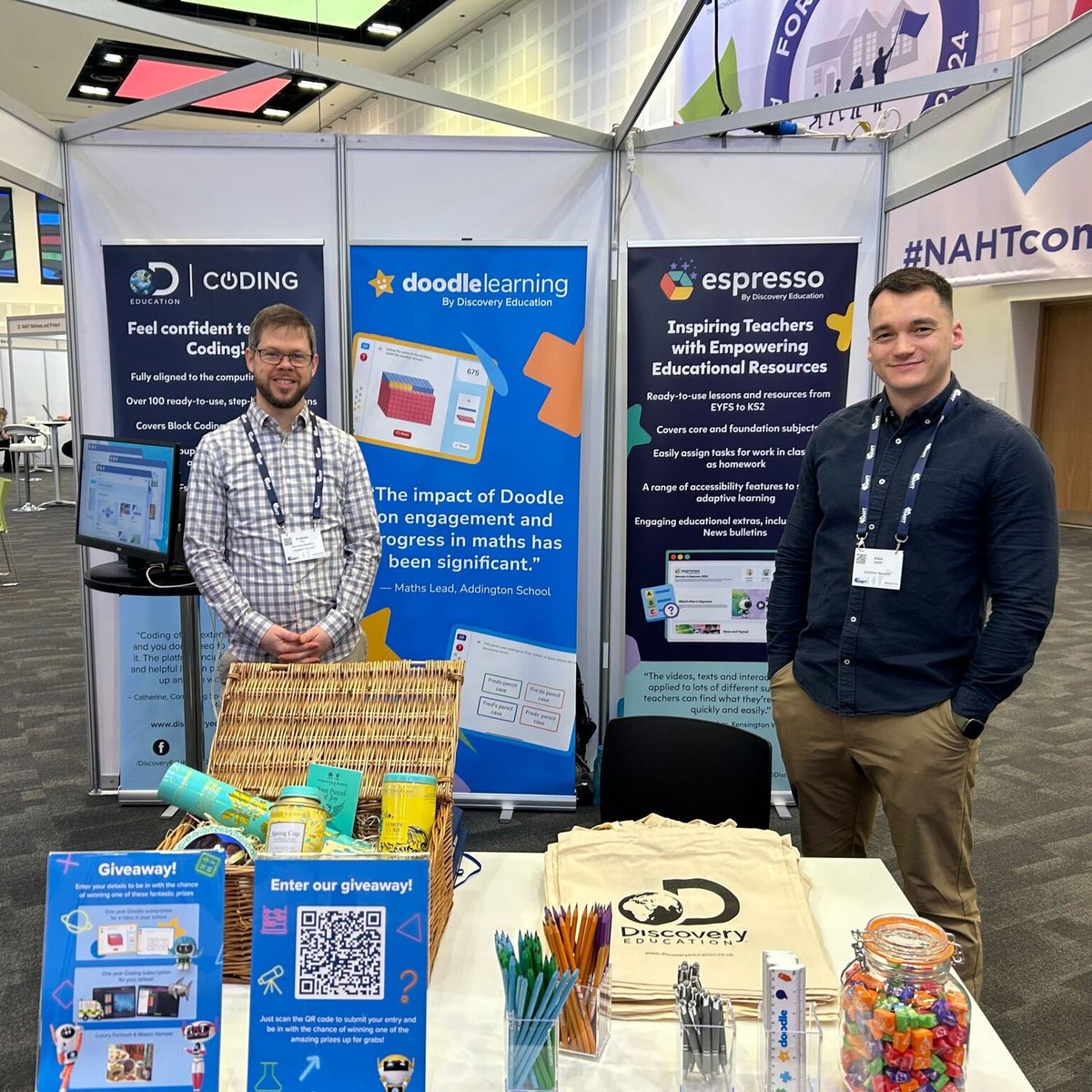 DoodleLearning_'s tweet photo. We're at the @NAHTnews Annual Conference! 🎉 Be sure to drop by stand 35 to find out more about our programmes and WIN some amazing prizes, including FREE Doodle subscriptions! 🏆

#NAHT #DoodleImpact #DiscoveryEd #Espresso #Coding https://t.co/6M8idtQczg