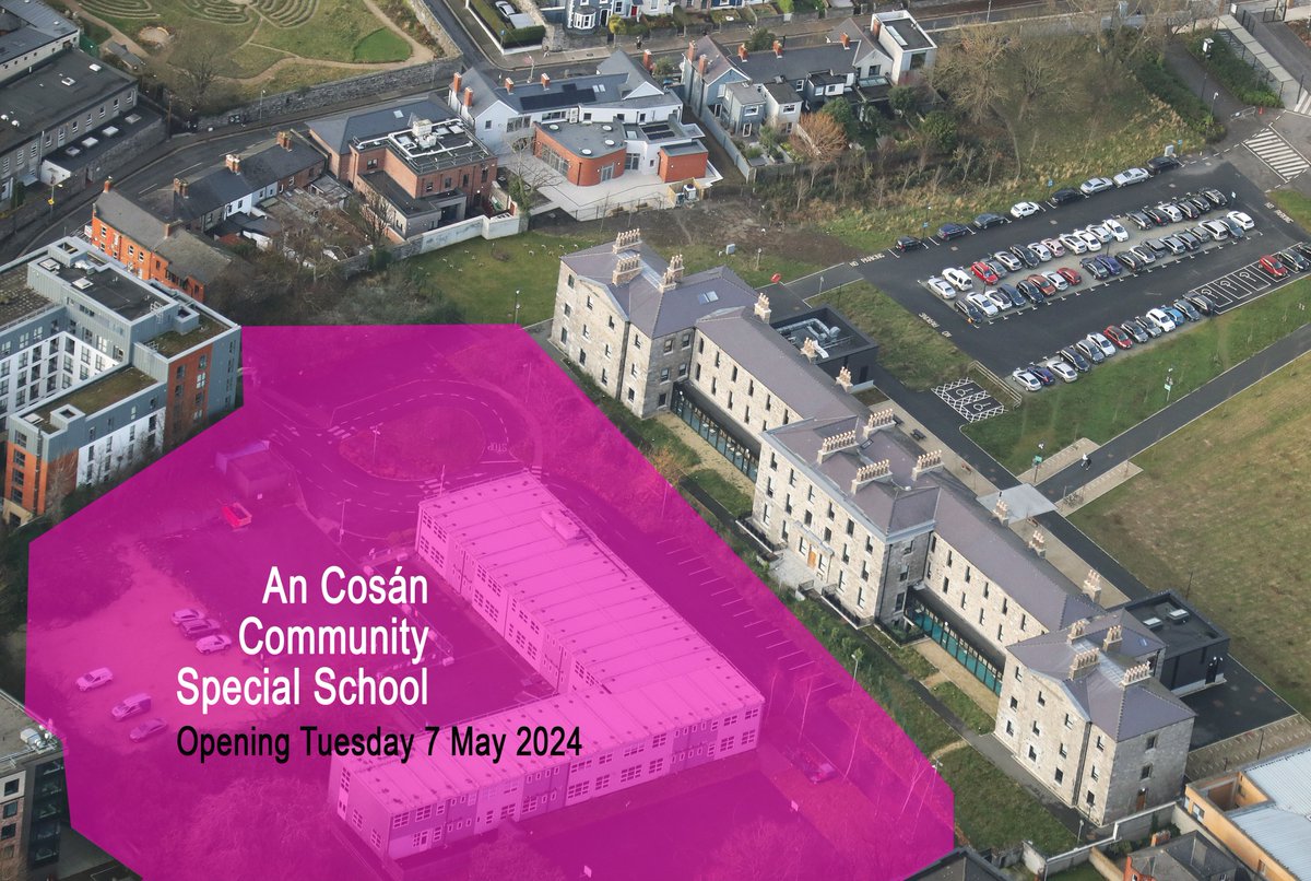 Just to let people know, An Cosán Community Special School, a temporary new school in Grangegorman, is opening this coming Tuesday 7 May. Located off Fitzwilliam Place, An Cosán will be based here for a number of years until a permanent school is developed elsewhere in the area.