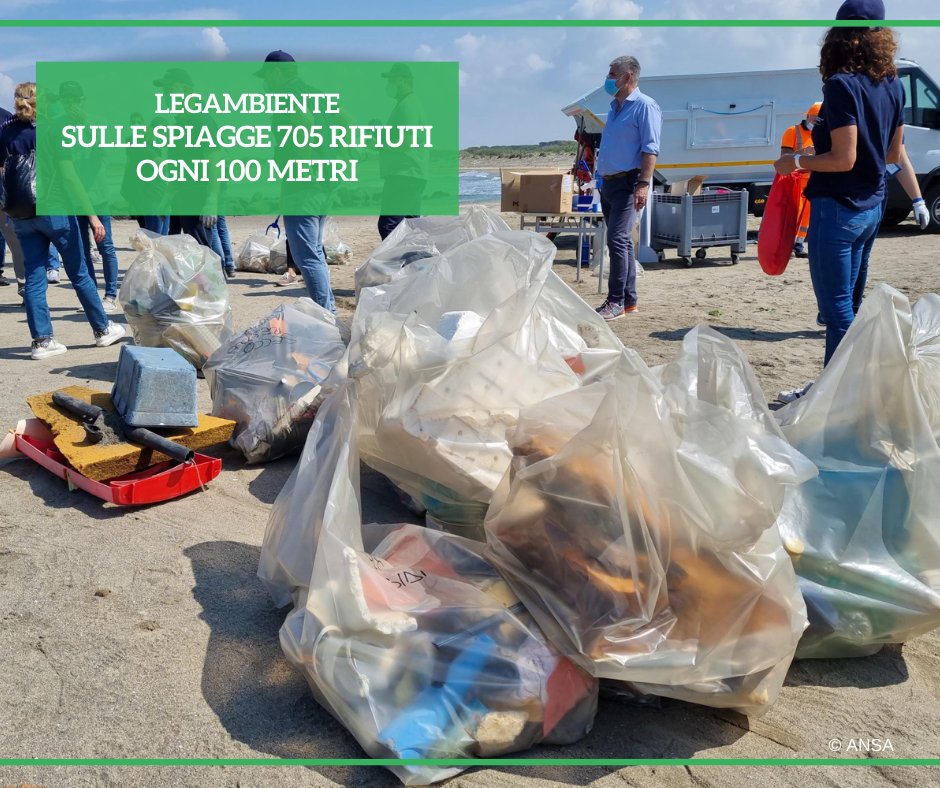 Dal Rapporto Beach Litter 2024 di @Legambiente mozziconi, pezzi di plastica, tappi e coperchi in plastica, materiali da costruzione e demolizione e stoviglie usa e getta in #plastica costituiscono il 40% dei rifiuti sulle #spiagge italiane. #ANSAAmbiente ➡️bit.ly/4aXiM3i