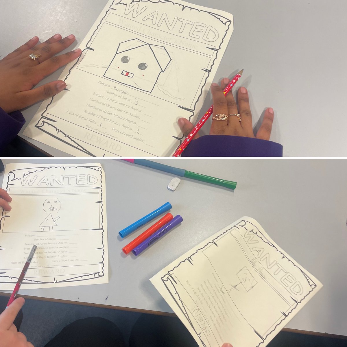 Year 7 have been working on geometrical reasoning this half term. Today, Mrs Hodgetts’ class have been using their understanding of properties of polygons to created wanted characters! <a href="/AldersleyTeam7/">AldersleyTeam7</a> <a href="/AldersleyHighSc/">AldersleyHighSchool</a>