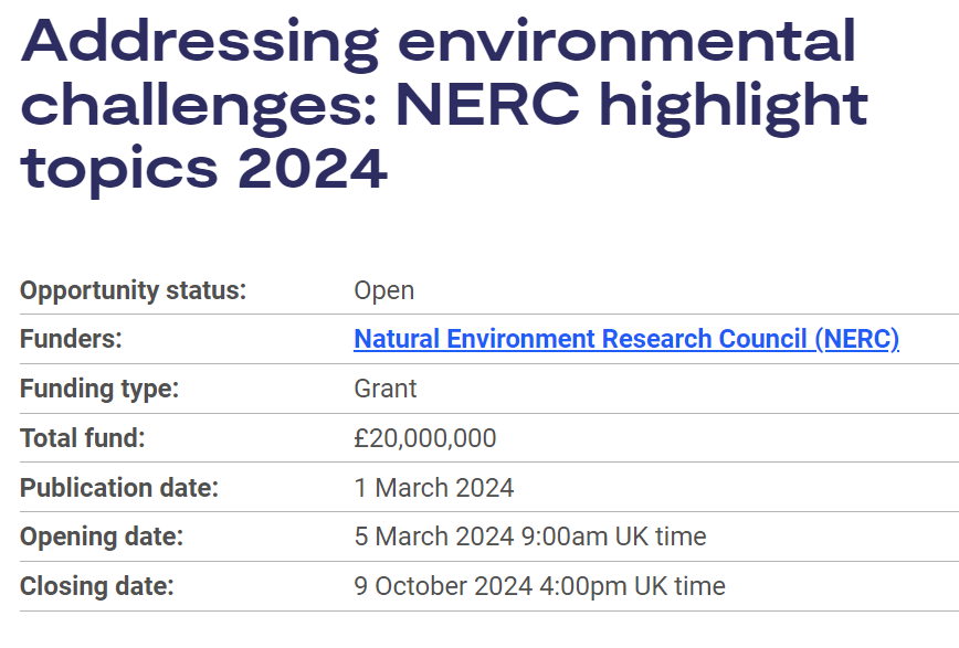 Apply for funding to address one of five environmental research challenges: orlo.uk/tQ54y

Closes 9 October